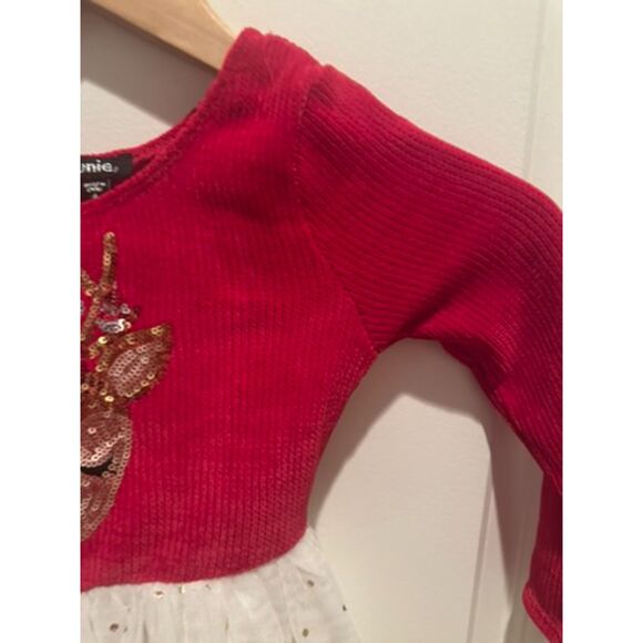 NWOT Zunie Reindeer Tulle Christmas Holiday Red Girl Dress Size 4 - Picture 10 of 10